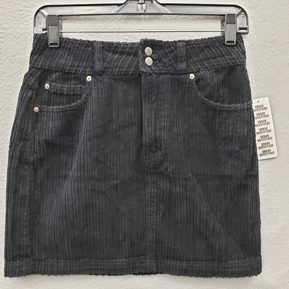 Urban Outfitters BDG Corduroy Mini Skirt Black Fall Dark Academia Size S NWT